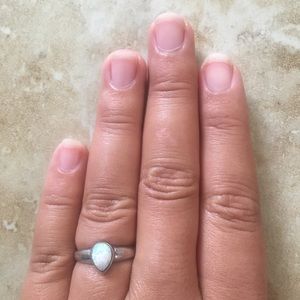 Sterling silver opal tear drop ring